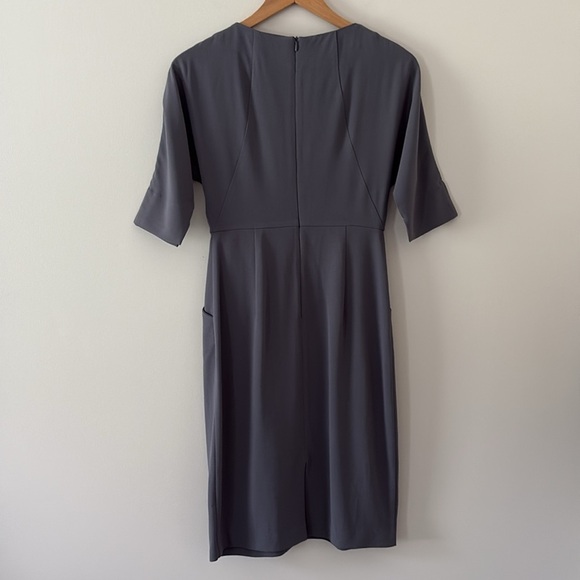MM LaFleur Grey Mei 3/4 Sleeve Pocket Shift Dress in Monsoon Size 2 - Picture 9 of 15